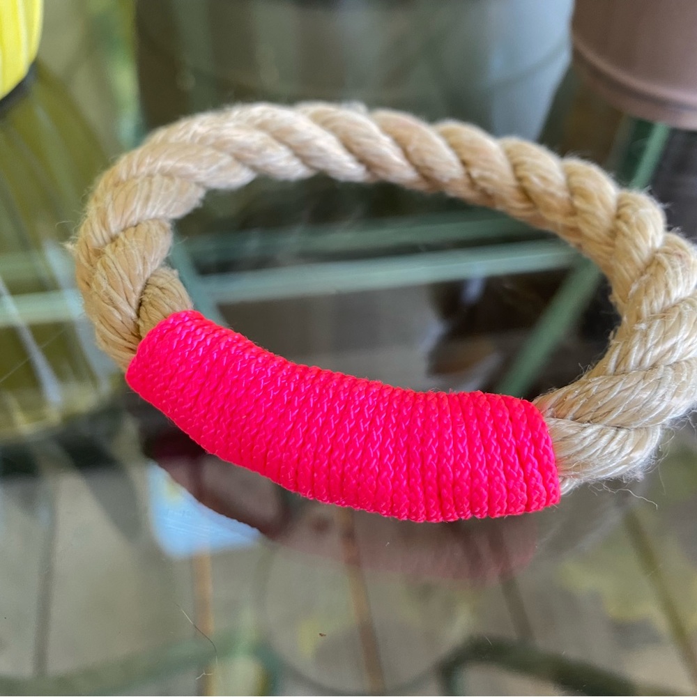 “THE ROPES” Nautical Rope Bracelet Neon Pink & Natural Beige.